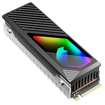 Baotkere RGB Sync M.2 NVMe SSD Kühlkörper mit eingebautem Lüfter und Thermopad, Ultra Kühlleistung mit stylischer LED und transparenter Linse