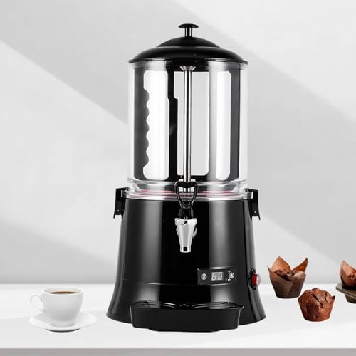 Glowdora Chocolatera Eléctrica Comercial De Gran Capacidad De 5 O 10 L, con Dispensador Y Calentador Eléctrico, De Acero Inoxidable, con Temperatura Ajustable para Calentar Leche, Café, Etc.,10L