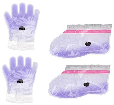DECOMELODY 2 Paar Lavendel Paraffinwachs Hand und Fußpflege Überzüge aus Vliesstoff und Pe Tasche für Langanhaltende Wachstherapie und Pflegende Hand und Fußbehandlung