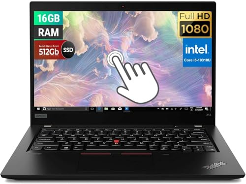 Lenovo ThinkPad X13 Gen 1 Touchscreen Business Laptop, 13.3-Inch FHD Notebook, Intel Core i5-10310U, 16GB RAM, 512GB SSD, Windows 11 Pro (Renewed)