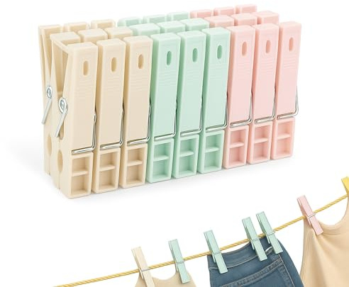 TECHZOCO Wäscheklammern, Wäscheklammern, Wäscheklammern, robuster Kunststoff, geeignet für drinnen und draußen, Länge 7 cm, Kunststoff, inklusive 20 Stück, Pastellfarben