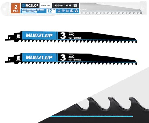 MUOZLOP 300mm,3 TPI Hartmetall karbid -Säbelsägeblätter, 2 Stück Säbelsägeblätter Sägeblatt aus Hartmetall für Holz (2, 3T/300mm)