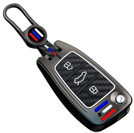 Ysbxitu Autoschlüssel Hülle Passt für Audi A1 A3 8P A4 A8 B8 A5 A6 C6 R8 TT TTS Q2 Q3 Q5 Q7 RS3 RS6 S3 S6 Quattro Seat Exeo Silikon TPU Kohlefaser Muster schlüssel Abdeckung Cover ,Zubehör Innenraum
