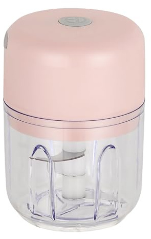 Garlic Crusher Press Electric Automatic Garlic Peeler Cutter Stainless Steel Blades Easy to Clean Manual Food Processor Portable Tomato Dicer Kitchen Tool (Pink)