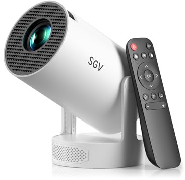 SGV Mini projecteur intelligent pour chambre à coucher, projecteur portable 4K pris en charge avec Android 12, Auto Keystone, WiFi 6 et Bluetooth 5.2, home cinéma, extérieur et téléphone