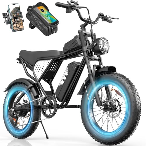 YVY 1500W Electric Bike for Adults, 30MPH High Speed Off-Road Dirt Bike, 48V 15.6Ah Removable Battery Up to 80 Miles Range (PAS), 20 All-Terrain Fat Tire e-Bike, UL Certified, Dual Hydraulic Brakes