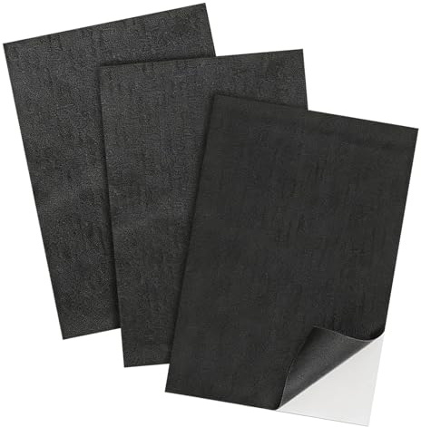 Kit di toppe in tela resistente, 3 pezzi, 20,3 x 30,5 cm, nastro autoadesivo in tessuto, impermeabile, per riparazioni esterne per tende, coperture per barche, tettoie e borse (nero)