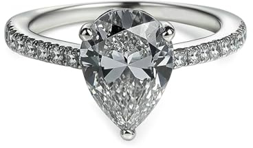 Ayoiow Damen Ringe Hochzeit, Moissanit Wassertropfenform Vorsteckring Platin, Platin 950 Größe 49 (15.6)