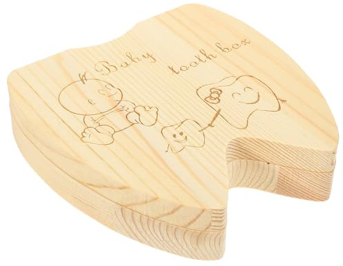 DECORNIJIA Organizador de Dientes de Leche Madera Maciza Caja para Primeros Dientes Tapa Impresa Memoria Infantil para Guardar Recuerdos Diseño Compacto y Duradero