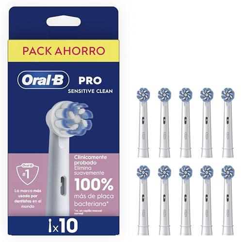 Oral-B Testina Di Ricambio PRO Sensitive Clean Bianca, Confezione Da 10 Testine | 10 Testine di Ricambio per Spazzolino Elettrico, Rotonde Originali, per Gengive Sensibili, Pulizia Denti