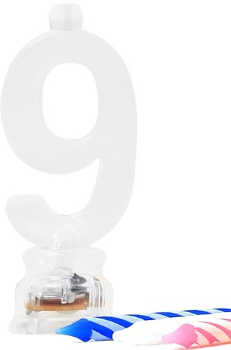 Green Plastic Number 9 Flashing Candle Holder With Birthday Candle Set - 1 Set - Elegant, Eye-catching & Durable - Perfect Cake Topper For Birthday Celebrations