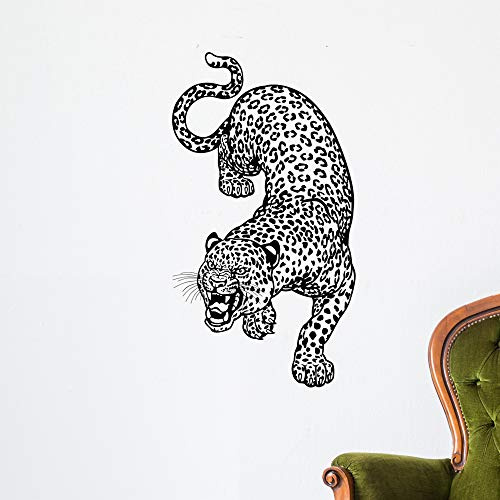Wallmonkeys Leopard Black White Tattoo Wall Decal Peel and Stick Animal Graphics (36 in H x 21 in W) WM306064