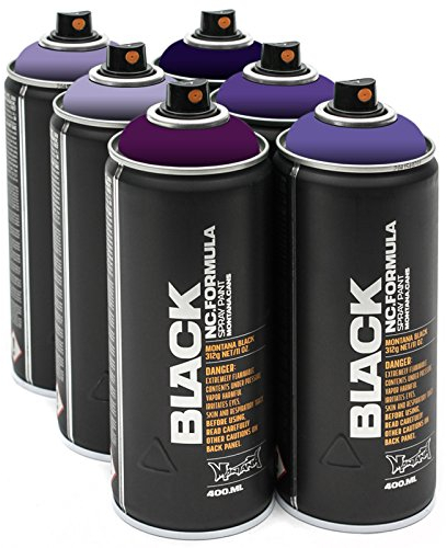 Montana Sprühdosen Purple Mix 6 x 400ml hochdeckende matte Lilatöne hell bis dunkel aufeinander abgestimmtes Farbspray