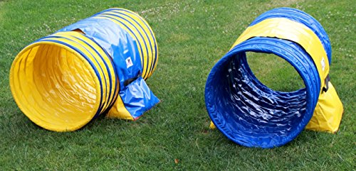 Callieway Hoopers Agility Tunnel Set “Profi”– Orig Tunnelset für JAD (2 STK.) für Hoopers & JAD Hundesport (60cmØ 100cm Länge, blau/gelb)