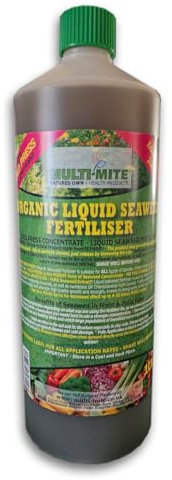 Multi-Mite Liquid Seaweed Organic Cold Pressed Concentrate - 100% Natural - Plant Feed Fertiliser Trees Lawn Veg & House Plants Root or Foliar Feed (1 LITRE)