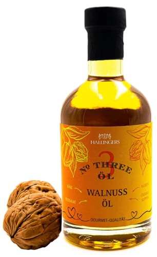 Hallingers Genuss Manufaktur Premium-Öl Geschenk - zum Würzen, Marinieren & Grillen in wertiger Geschenkflasche No. 3 Samtiges Walnussöl, Geschenkidee für Frauen Männer