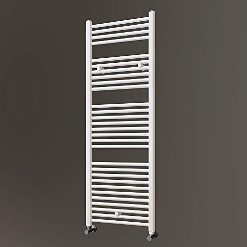 Kibath Sèche-serviettes radiateur à intégrer dans le circuit d'eau chaude, tubes en acier avec finition laquée en blanc 1500 x 500 cm. Convient pour réseau de chauffage standard