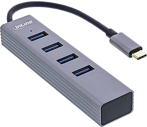 InLine® USB 3.2 USB Tipo C Multi Hub (4 USB-A 5 GB/s), OTG, Carcasa de Metal.