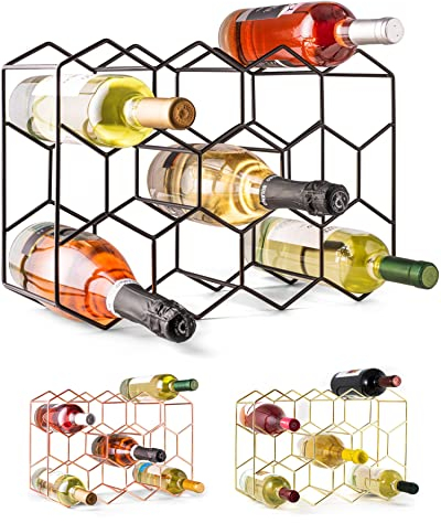 Gusto Nostro Weinregal für den Tisch - Modernes Schwarzes Weinregal Metall für 14 Flaschen - 3-Stufiges Weinregal Klein - Flaschenregal für Tisch, Schrank & Speisekammer - Keine Montage Erforderlich