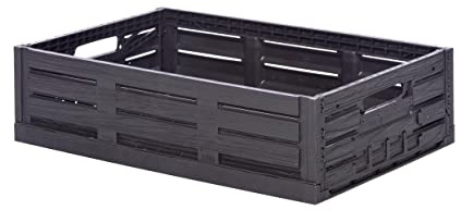 Faltbox in Holzoptik 60x40x16 dunkelbraun * schwarz Klappbox für Obst, Gemüse * Obstkiste Gemüsekiste Holz