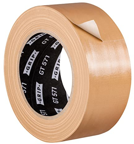 GRIP Eventbasics Gewebeband hellbraun, 50 mm x 25 m, farbiges Gaffa Tape GT 571, sehr hohe Klebkraft, Profi Gewebeklebeband zum Markieren, Basteln, Befestigen, Reparieren uvm.