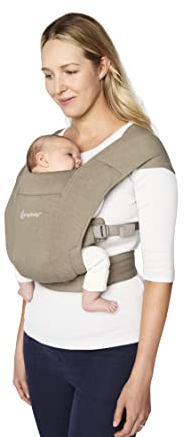 Ergobaby Embrace Babytrage für Neugeborene ab Geburt Extra Weich, Bauchtrage Baby Tragetasche Ergonomisch, Soft Olive