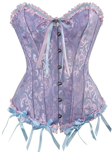 LSFYSZD Corsé de encaje para mujer, corsé de lencería moldeadora de cuerpo, talla grande (morado, XXL), Morado (, XXL