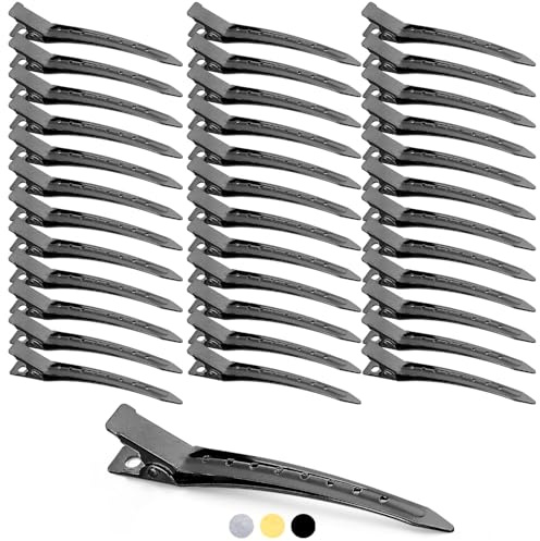 Mbsomnus 36 Stück Abteilklammern Friseur 9cm EnteBill Haarspangen Schwarzr | Haarclips, Metall Haarklammern, Friseurbedarf, Alligator Clips, mit Löchern, für Damen, Mädchen, Friseursalon, Haarstyling