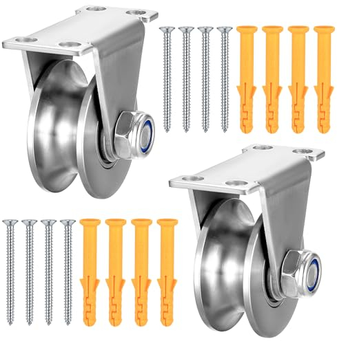Umlenkrollen für Seile, 2 Stk U-Nut Rollenrad Umlenkrolle Hebekran Seilrolle Flaschenzüge, Seilrollen, Schwerlastrollen für Flaschenzugsystem, Rolltore, Invertierte, Wäscheleine, Tragfähigkeit 200 kg