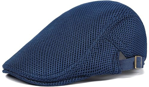 DIYDECAL Mens Breathable Mesh Summer Hat Adjustable Newsboy Beret Ivy Cap Cabbie Flat Cap