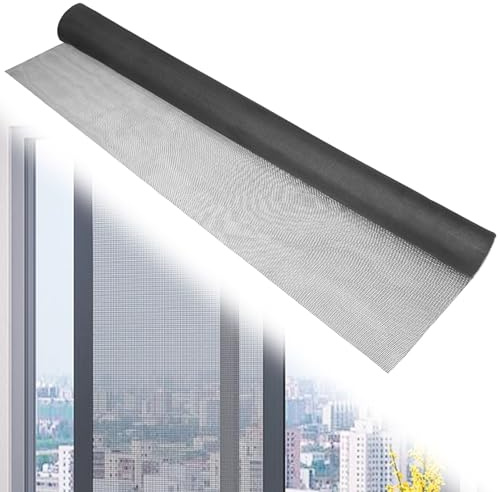 BAIFULAI Moustiquaire pour fenêtre, au mètre, en fibre de verre, découpable, pour porte de balcon, salon, terrasse, 200 x 200 cm, noire