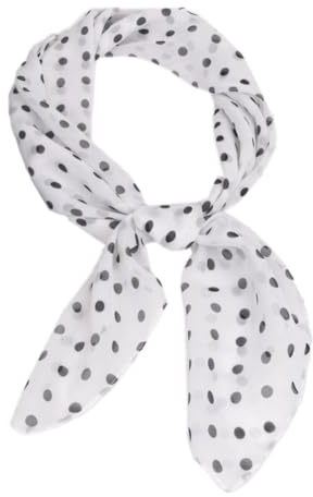 Whakano Elegante Seidentuch Damen,65x65cm,Gepunktete Kopftuch Damen,Chiffon Halstuch,Bandana,Quadratische Schals,Klein Weich Quadratisch Seidenschal,Geschenkfür Damen Frauen,Weiß