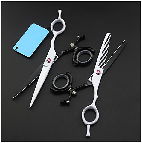 CrEev Schere zum Haarschneiden, 15,2 cm, rotierende Friseurschere, Friseurschere, Flache Schere, Effilierschere, Friseurschere, Haarschneide-Set (Farbe: Schneiden) (Set B)