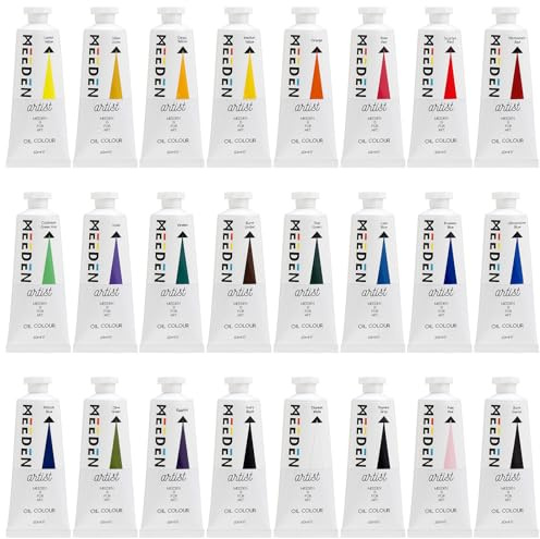 MEEDEN Artist oljemålning set – 24 färger x 60 ml rör – konsttillbehör för canvasmålning