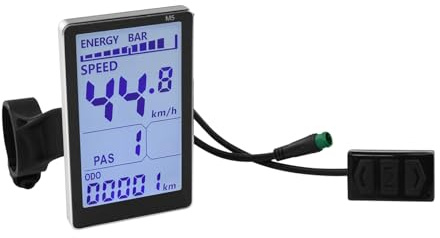 Flylin Elektrofahrrad LCD Display Messgerät mit Wasserdichter Stecker | 24V 36V 48V 5-polig Elektrofahrrad-LCD-Messgerät, E Roller Panel Bildschirm Fahrradzubehör für 31,8 22,2mm Elektro Fahrräder