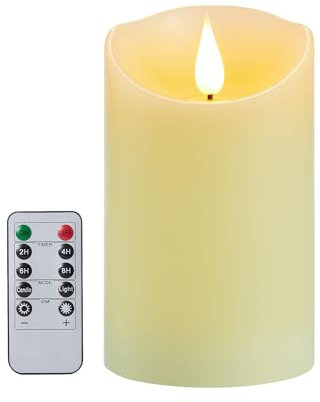 Koelaa Velas LED sin Llama, Velas de Batería con Control Remoto y Efecto Llama Realista - Decoración para Hogar, Navidad, Bodas, Fiestas y Mesas-7.5 * 10cm