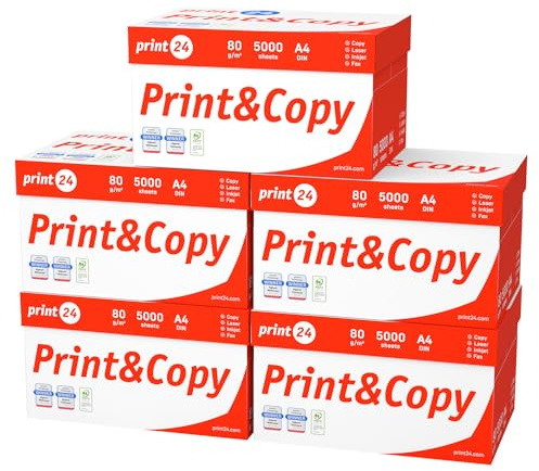 print24 Druckerpapier Kopierpapier 25000 Blatt 50 x 500 A4 80g Premium Hochweiß CIE 160 PEFC zertifiziert