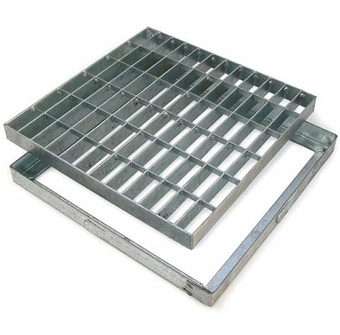 Zeker Grilles caillebotis en Acier galvanisé avec Cadre pour caniveau de Drainage, Collecte et évacuation des eaux pluviales (40 x 40 cm)