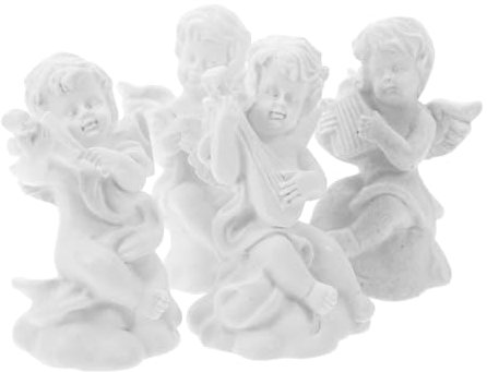 SUPVOX Statuette Ange Miniature Décorative en Résine Blanche, Lot de 4