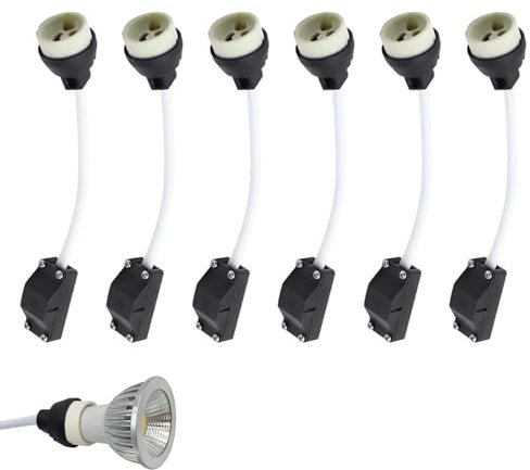 6 Pack GU10 Lamp Holders 2A 250V, GU10 Ceramic Lamp Bases with Terminal Box Socket for GU10 LED, Halogen Bulbs Downlights Recessed Fire Downlights, Lamp Bases Adapter Fitting for Spotlights