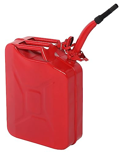 Metal Gas Can with Flexible Spout, Portable Fuel Tank Petrol Diesel Storage Can Water Container for Automobile Vehicle Off Road Emergency Supply(20L, Red)