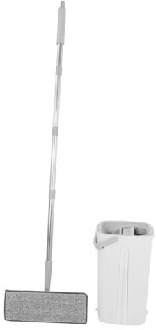 SHERCHPRY Trapeador Plano con Balde Mopa para Suelos De Baldosas Limpiador De Suelos Uso Doméstico Cocinas y Baños Material Blanco Función Seca y Húmeda