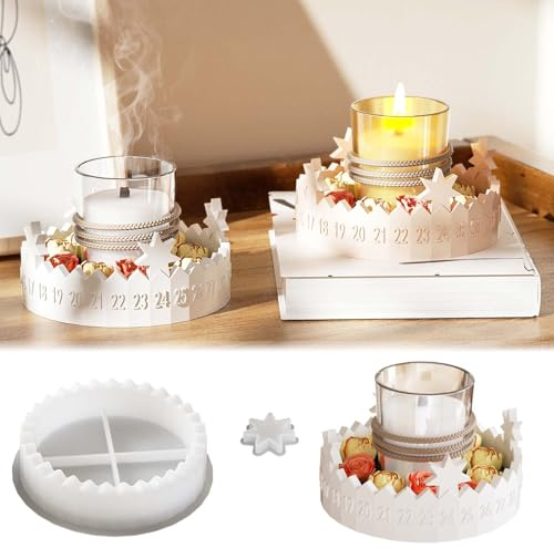 SVOCK Adventskranz Silikonformen, Adventskalender, Silikonformen Weihnachten, Silikonformen, Stern, für Gipskerzen und Epoxidharz