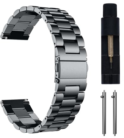 MaEiol 22mm Metall Armband für Amazfit Active Max/Amazfit Balance 2/Balance/Amazfit Bip 6 /Bip 5/5 Unity/Helio Strap/Cheetah Pro/GTR 4, Edelstahl Business Armbänder für Herren Damen - Grau