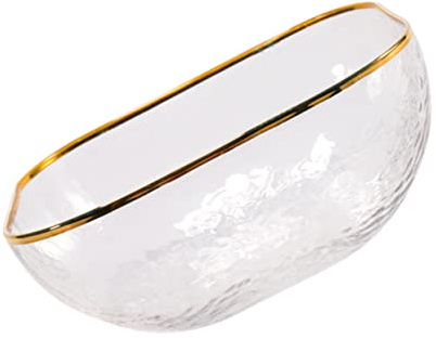 Healifty Bol à Salade Verre Doré Grand Saladier Multifonctionnel pour Fruits et Légumes pour Dîner et Réceptions Verre de Qualité Alimentaire