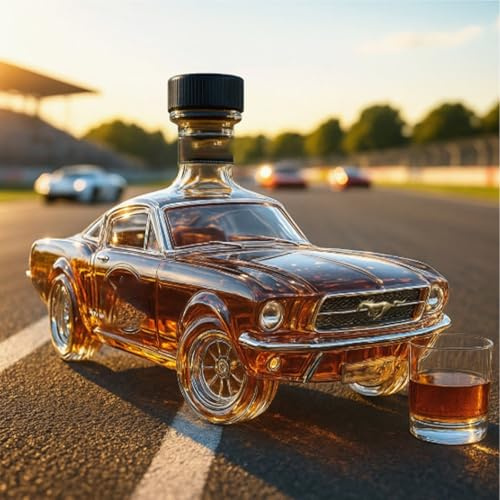 300ML Whiskey Decanter Wine Bottles Art Statue Figurine - 300ml Car Whiskey Bottles Statues, Novelty Glass Decanter Sculptures, Creative Leak-Proof Empty Wine Carafe Liquor Dispenser Ornaments(B)