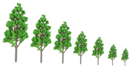Veemoon 7 Stück Teiliges Poplar Baum Modell Hohe Mini Kunststoffbäume Realistische Garten Landschaftsdekoration DIY Zubehör für Modellbau Sandtisch und Mikro Landschaft Gestaltung