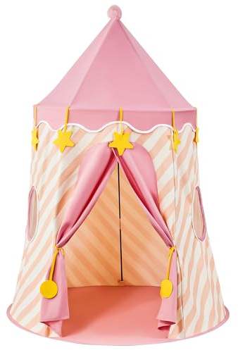Hallo Deer Kids Play Tent, Princess Castle Pop Up Tent Kids with Star and Window, Portable Toddler Play Tent Indoor Outdoor, Playhouse Indoor Games for Boys & Girls Gifts (Strawberry Pink)