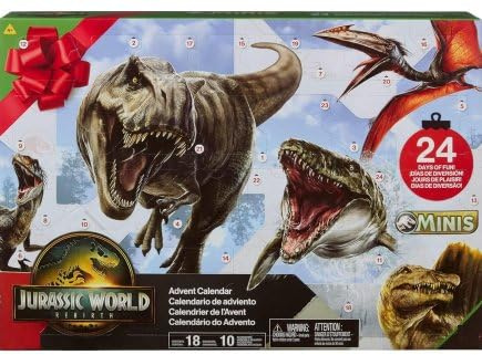 cavernedesjouets Coffret pour Jurassic Calendrier de l Avent minis : 18 Dinosaures + Accessoires - Set et Carte Tigre
