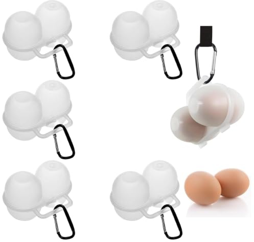 6 Stück Eierbehälter für 2 Eier, Eierbox Tragbare Eier Aufbewahrung Eierdose mit Karabiner, Praktische Eierbehälter für Küche und Kühlschrank, Kompakte Aufbewahrungslösung für Outdoor Camping Picknick